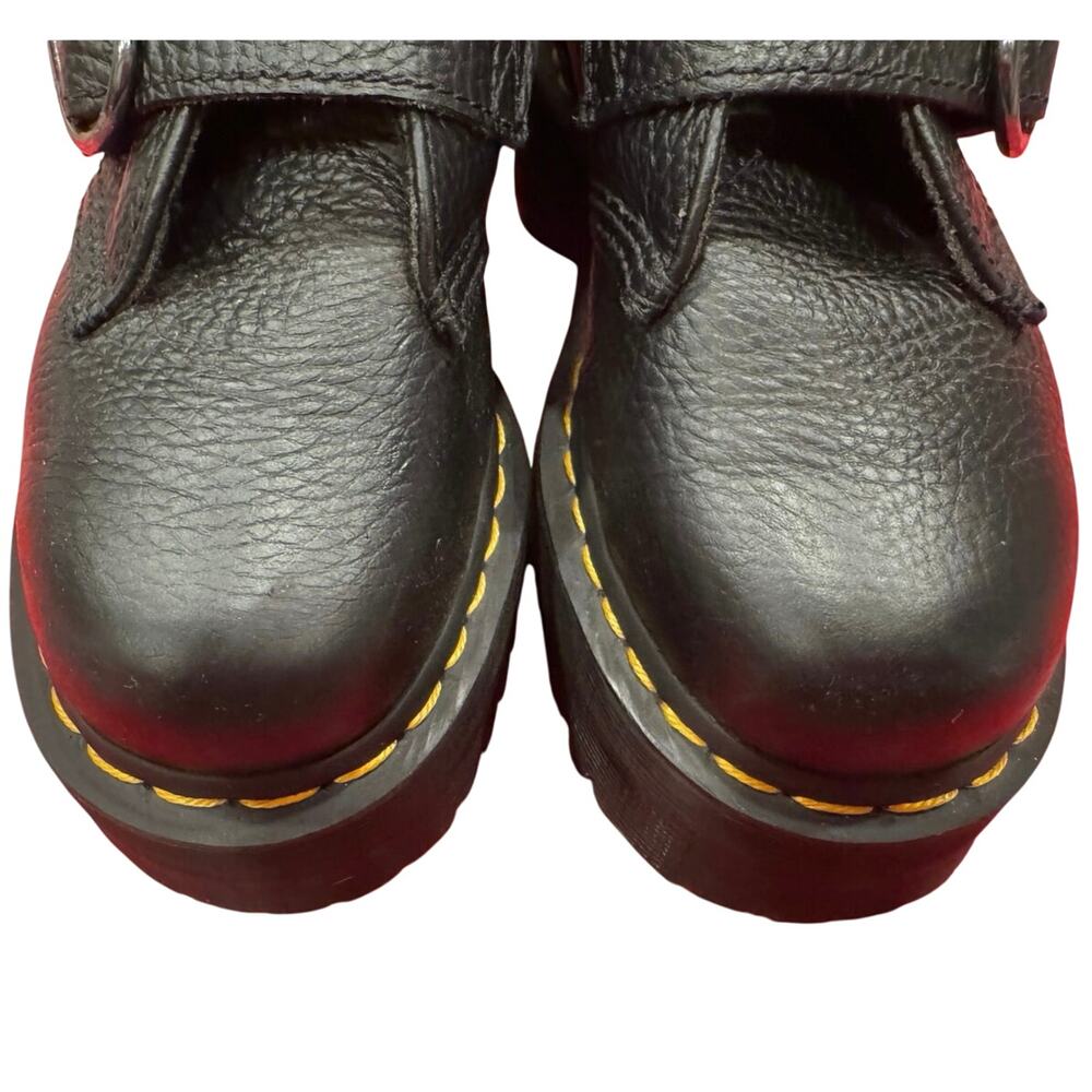 Dr. Martens Devon Heart Buckle Leather Platform Boots Black, Size US 6 - Picture 3 of 11